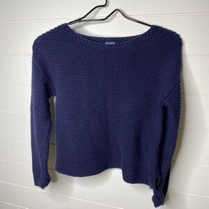 Zara Size 9 Knitwear Winter Collection Groupo Inditex Crop Pullover Sweater Navy